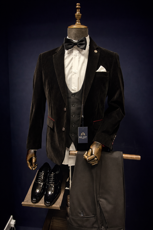 Marc Darcy Black Velvet 3 Piece Tuxedo