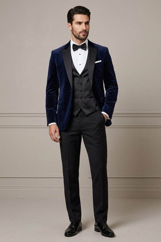 Marc Darcy Navy 3 Piece Tuxedo