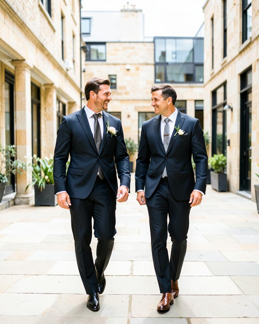 Coordinated wedding formalwear
